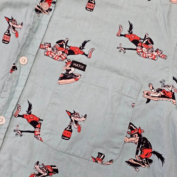 Matix Short Sleeve Button-Up Shirt With Cartoon Print Size L - Picture 6 of 7